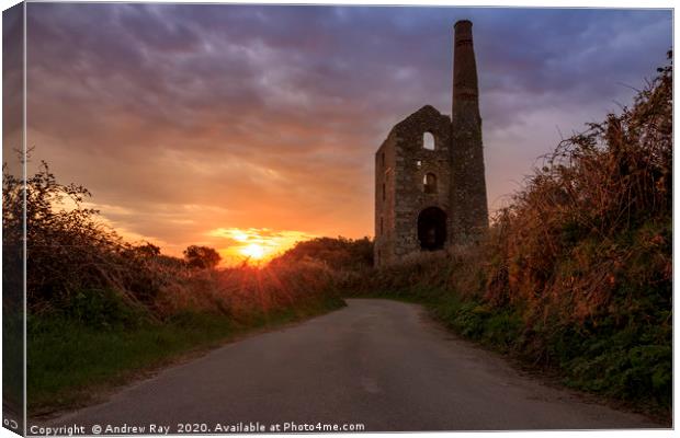 North Wheal Grambler Engine House Canvas Print by Andrew Ray
