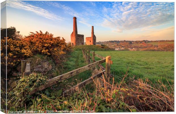 Morning at Wheal Unity Wood Engine Houses Canvas Print by Andrew Ray