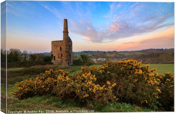 Lower Engine House at sunset (Wheal Unity Wood Min Canvas Print by Andrew Ray