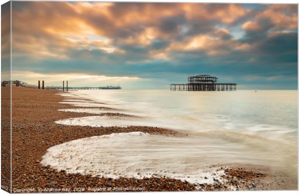 Receeding wave pattern (Brighton) Canvas Print by Andrew Ray