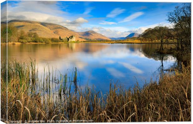 Morning reflections (Loch Awe) Canvas Print by Andrew Ray