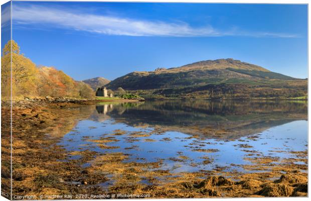 Dunderave Castle on Loch Fyne Canvas Print by Andrew Ray