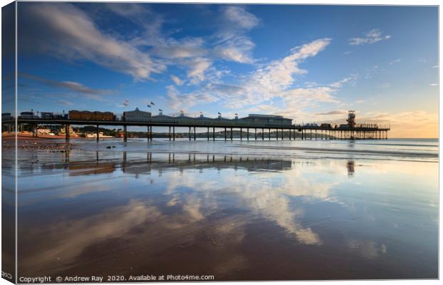 Cloud reflections on Paignton Beach Canvas Print by Andrew Ray