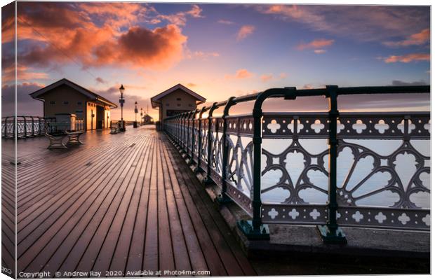 Pier at sunrise (Penarth) Canvas Print by Andrew Ray