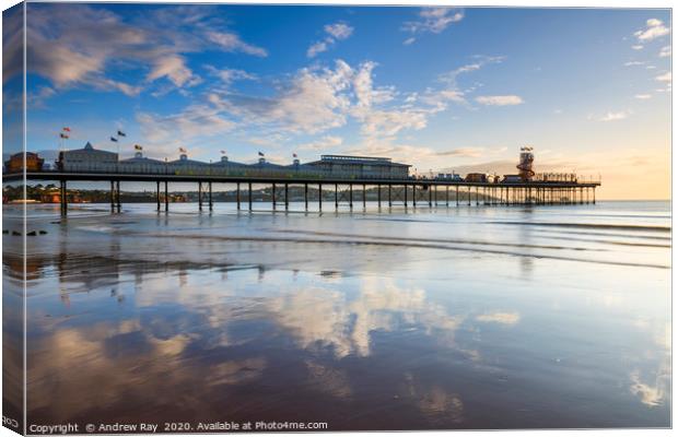 Pier reflections at Paignton Canvas Print by Andrew Ray