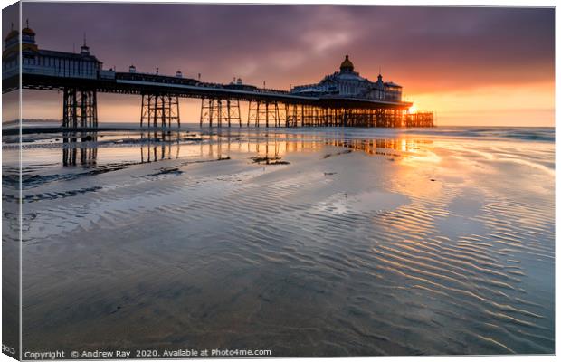 Sand Ripples at sunset (Eastbourne Pier) Canvas Print by Andrew Ray