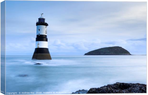Blue Hour Penmon Lighthouse Canvas Print by Andrew Ray