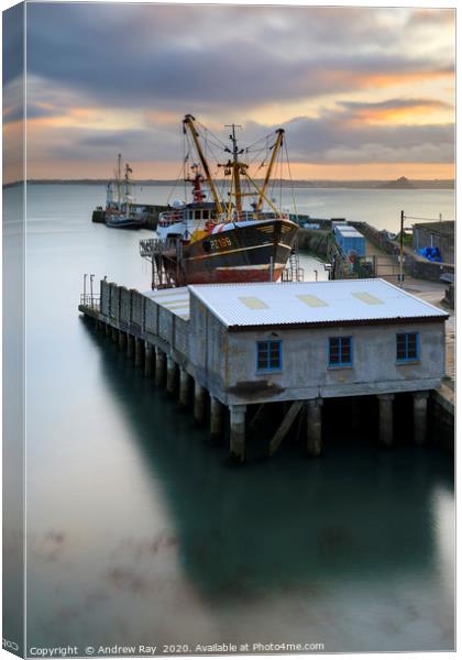 Newlyn dry dock at sunrise Canvas Print by Andrew Ray