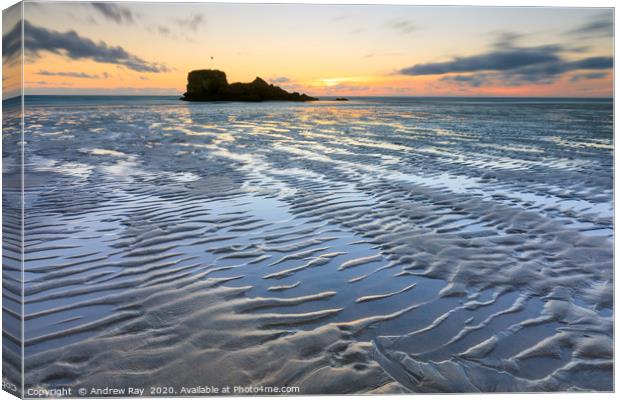 Evening at Perranporth Canvas Print by Andrew Ray