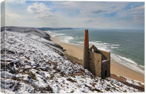 Snowy morning (Wheal Coates) Canvas Print by Andrew Ray