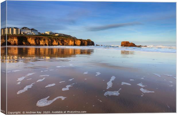 Morning at Perranporth Canvas Print by Andrew Ray