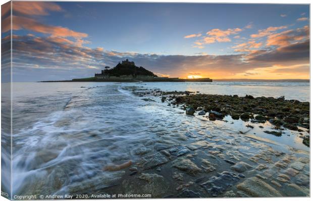 Sunset from the Causeway (St Michael's Mount) Canvas Print by Andrew Ray