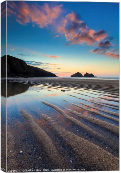 Sand Ripples on Holywell Beach Canvas Print by Andrew Ray