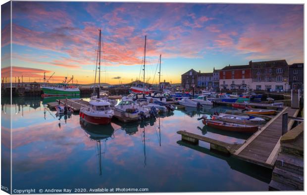 Padstow Harbour at sunrise Canvas Print by Andrew Ray
