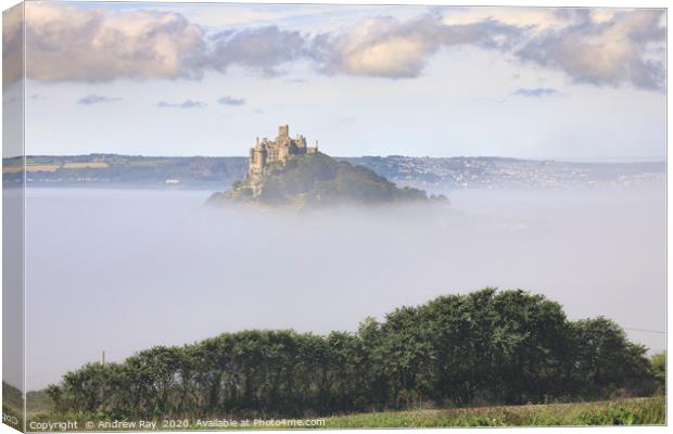 Misty morning at St Michael's Mount Canvas Print by Andrew Ray