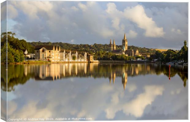 Truro River reflections Canvas Print by Andrew Ray