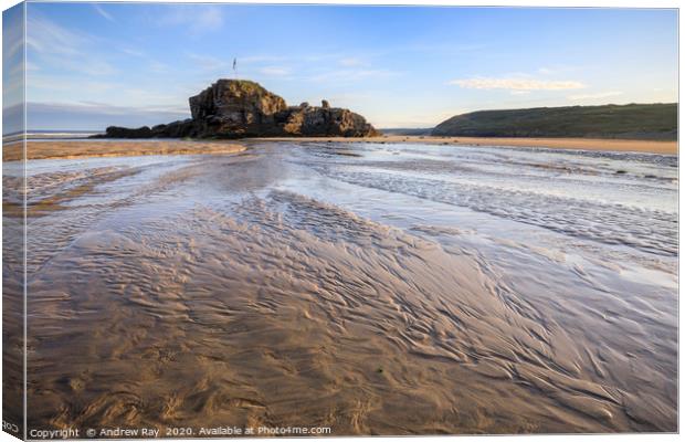 Sand ripples on Perranporth Beach Canvas Print by Andrew Ray