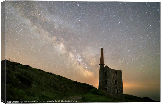 Milky Way over Wheal Prosper (Rinsey) Canvas Print by Andrew Ray