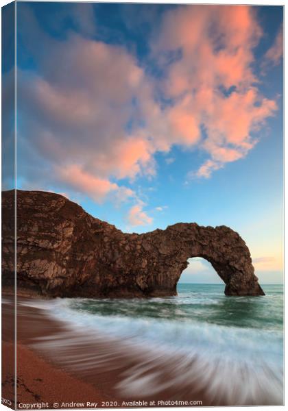 Durdle Door at sunset Canvas Print by Andrew Ray