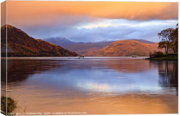 Loch Etive at sunset Canvas Print by Andrew Ray
