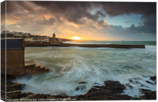Sunrise view (Porthleven) Canvas Print by Andrew Ray
