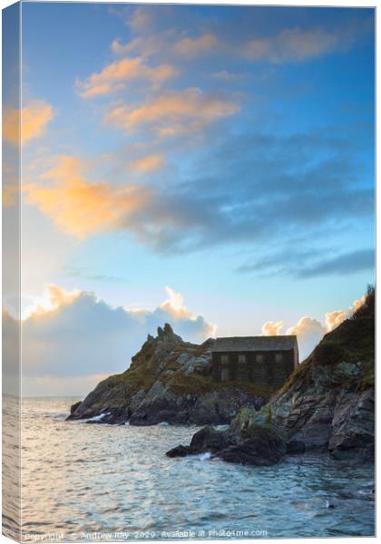 The net loft at sunrise (Polperro) Canvas Print by Andrew Ray