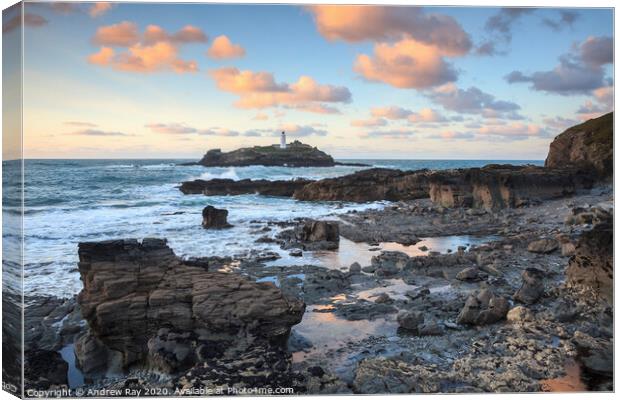 Clouds over Godrevy Lighthouse Canvas Print by Andrew Ray