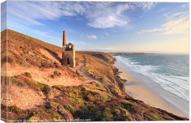 Evening light at Wheal Coates Canvas Print by Andrew Ray