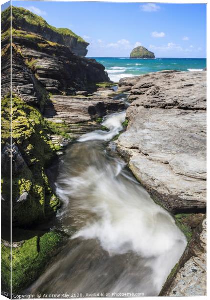 Trebarwith Stream Canvas Print by Andrew Ray