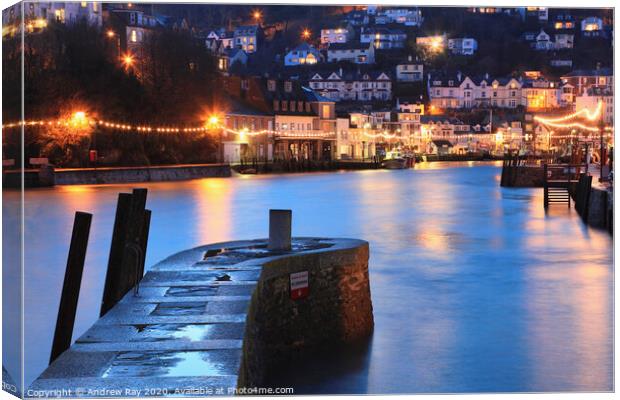 Inner Pier at Twilight (Looe) Canvas Print by Andrew Ray