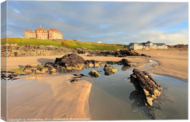 Rocky Shore (Fistral Newquay) Canvas Print by Andrew Ray