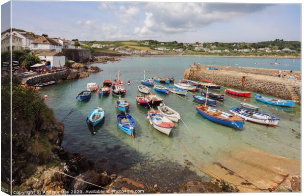 Boats at Coverack Canvas Print by Andrew Ray