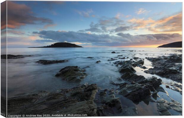Looe Island sunset Canvas Print by Andrew Ray