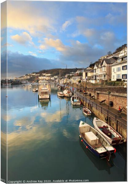 Sunrise reflected (Looe) Canvas Print by Andrew Ray