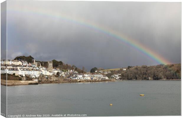 Rainbow over Fowey Canvas Print by Andrew Ray