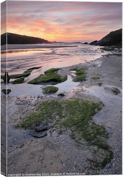 Porth Beach  Canvas Print by Andrew Ray