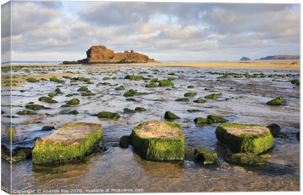 Stepping Stones (Perranporth) Canvas Print by Andrew Ray