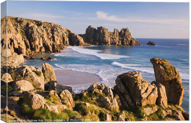 Towards Logan Rock Canvas Print by Andrew Ray