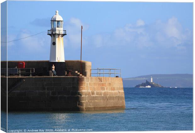 Two Lighthouses (St Ives) Canvas Print by Andrew Ray