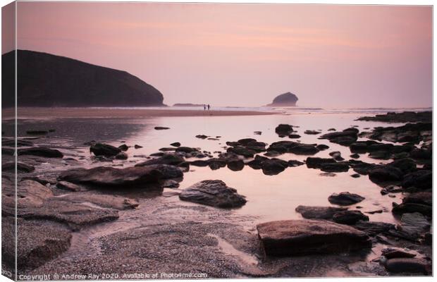 Dusk at Portreath Canvas Print by Andrew Ray