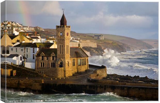 Porthleven Clock Canvas Print by Andrew Ray