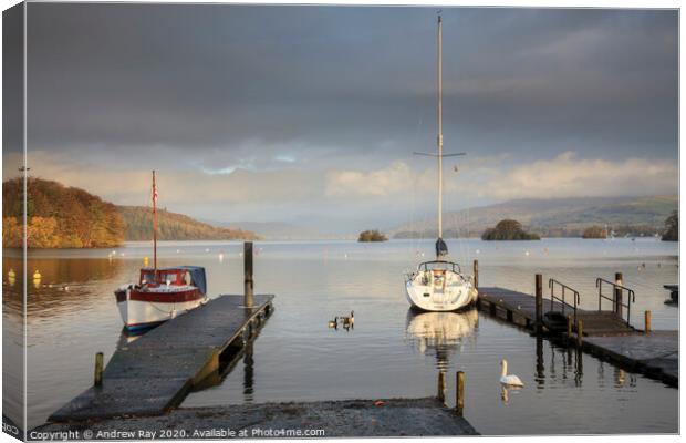 Boats at Bowness-on-Windermere Canvas Print by Andrew Ray