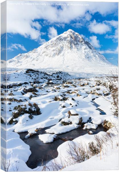 Buachaille Etive Mor and the River Coupall Canvas Print by Howard Kennedy