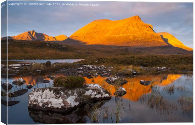 Dawn light on Quinag in Sutherland Canvas Print by Howard Kennedy