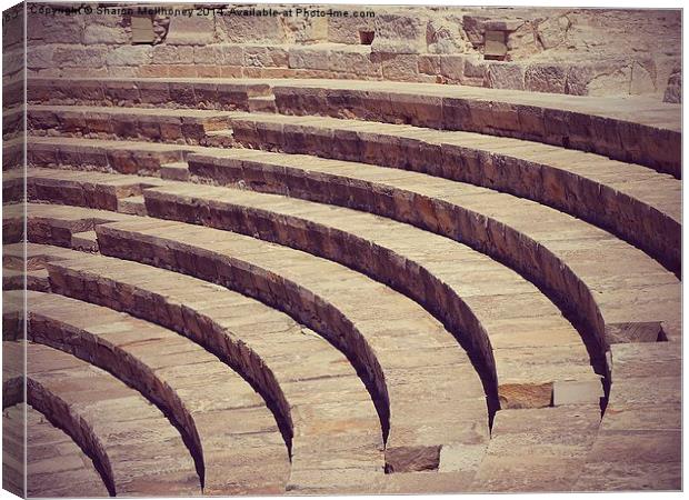 Section of an amphitheatre, Kourion, Cyprus Canvas Print by Sharon Bowman