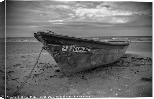 Boat on the beach - B&W Canvas Print by Paul Piciu-Horvat