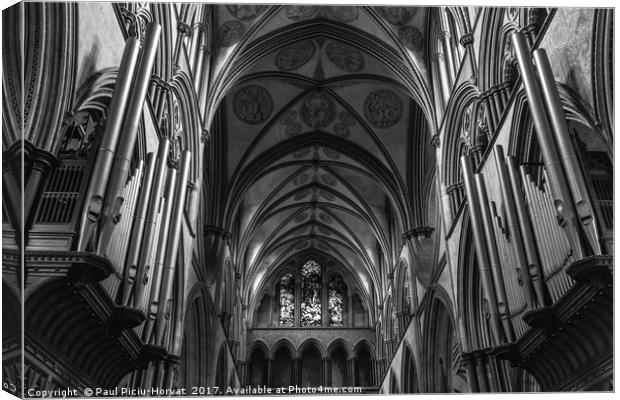 Salisbury Cathedral - interior Canvas Print by Paul Piciu-Horvat