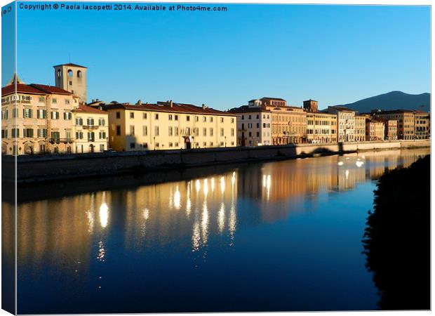  Special effects on Arno River, Pisa Canvas Print by Paola Iacopetti