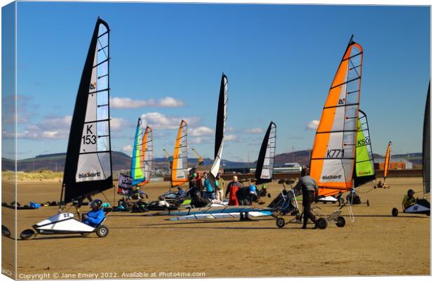 Waiting for the start of the Sand Yacht Race Canvas Print by Jane Emery