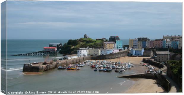 Tenby Harbour Canvas Print by Jane Emery